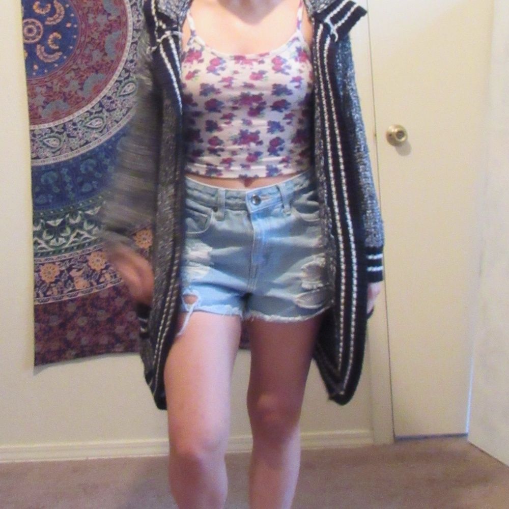 Long Black and white cardigan